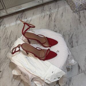 Topshop Red Textured Heels